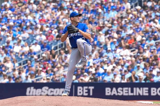 August 3, 2025, Toronto, On, CANADA: Kansas City Royals pitcher Seth Lugo (67) works against Toronto Blue Jays during second inning MLB, Baseball Herren, USA baseball action in Toronto on Sunday August 3, 2025. Seth Lugo  - ZUMAc35_ 20250803_zaf_c35_033 Copyright: xChrisxYoungx
