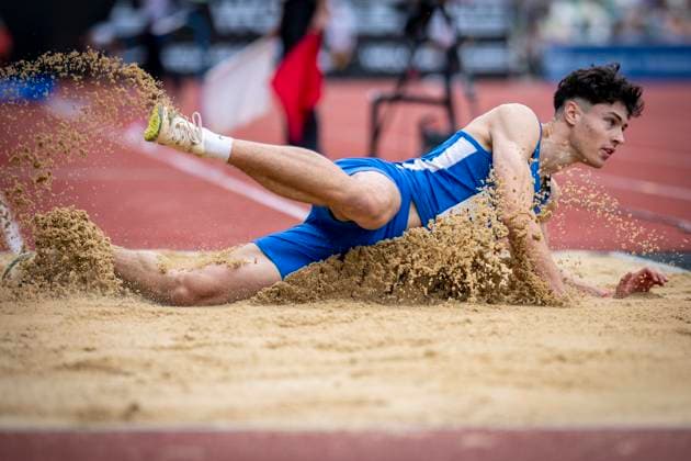 Deutsche Leichtathletik-Meisterschaften; Dresden, 03.08.2025 Steven Freund (LAC Erdgas Chemnitz); Deutsche Leichtathletik-Meisterschaften am 03.08.2025 im Heinz-Steyer-Stadion, Dresden (Sachsen). *** German Athletics Championships Dresden, 03 08 2025 Steven Freund LAC Erdgas Chemnitz German Athletics Championships on 03 08 2025 at Heinz Steyer Stadium, Dresden Saxony Copyright: xBEAUTIFULxSPORTS AxelxKohringx