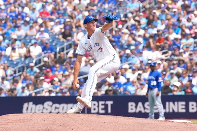 August 3, 2025, Toronto, On, CAN: Toronto Blue Jays pitcher Chris Bassitt (40) works against Kansas City Royals during second inning MLB, Baseball Herren, USA baseball action in Toronto on Sunday August 3, 2025. Chris Bassitt  - ZUMAc35_ 20250803_zaf_c35_034 Copyright: xChrisxYoungx