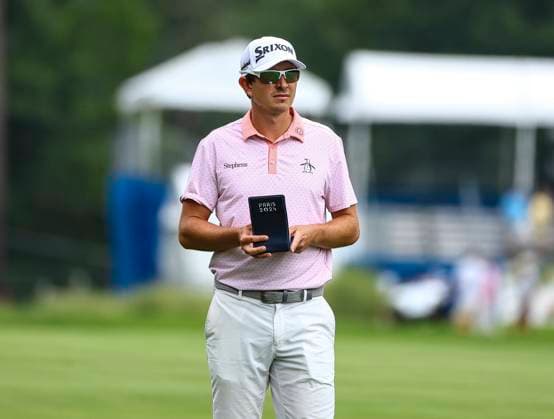 August 3, 2025: Nico Echavarria checking out yardage. Fourth round, 2025 Wyndham Championship, Sedgefield Country Club in Greensboro, North Carolina. CSM Greensboro United States of America - ZUMAc04_ 20250803_zma_c04_002 Copyright: xDavidxBeachx