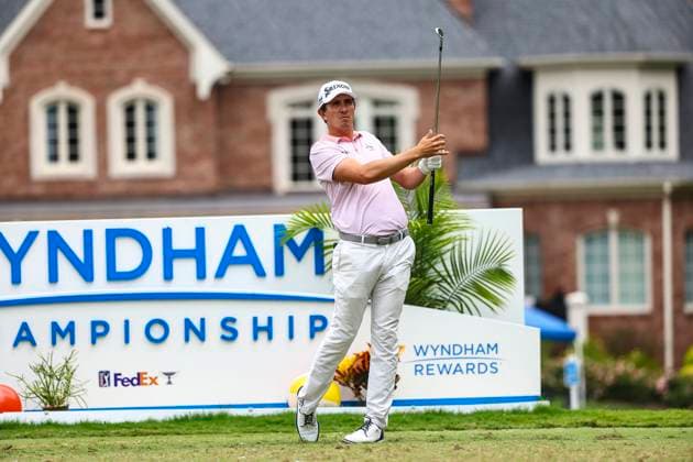 August 3, 2025: Nico Echavarria tees off on the 3rd hole. Fourth round, 2025 Wyndham Championship, Sedgefield Country Club in Greensboro, North Carolina. CSM Greensboro United States of America - ZUMAc04_ 20250803_zma_c04_013 Copyright: xDavidxBeachx