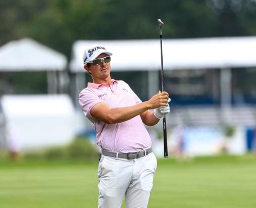 August 3, 2025: Nico Echavarria hits the ball. Fourth round, 2025 Wyndham Championship, Sedgefield Country Club in Greensboro, North Carolina. CSM Greensboro United States of America - ZUMAc04_ 20250803_zma_c04_052 Copyright: xDavidxBeachx