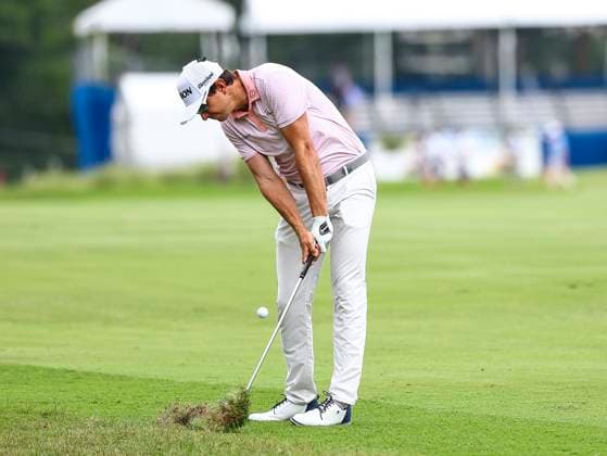 August 3, 2025: Nico Echavarria hits the ball. Fourth round, 2025 Wyndham Championship, Sedgefield Country Club in Greensboro, North Carolina. CSM Greensboro United States of America - ZUMAc04_ 20250803_zma_c04_053 Copyright: xDavidxBeachx
