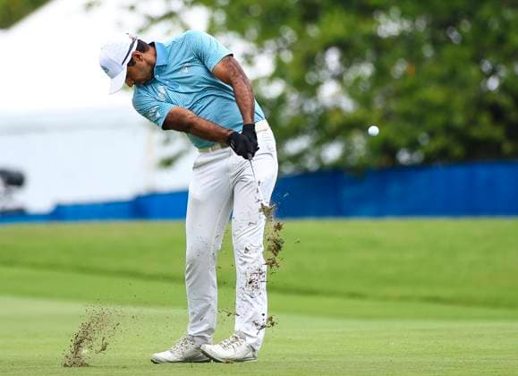 August 3, 2025: Aaron Rai hits the ball on the first hole. Fourth round, 2025 Wyndham Championship, Sedgefield Country Club in Greensboro, North Carolina. CSM Greensboro United States of America - ZUMAc04_ 20250803_zma_c04_068 Copyright: xDavidxBeachx