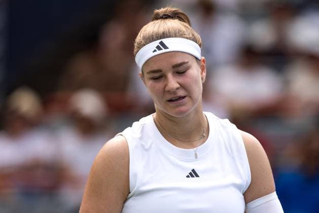 August 3, 2025, Montreal, Quebec, Canada: KAROLINA MUCHOVA (11) from Czech republic reaction in third set against Madison Keys (6) from USA in round of 16 at Canadian Open at IGA stadium in Montreal, Quebec, Canada on 2025-08-03 Montreal Canada - ZUMAl189 20250803_zsp_l189_060 Copyright: xYannickxLegarex