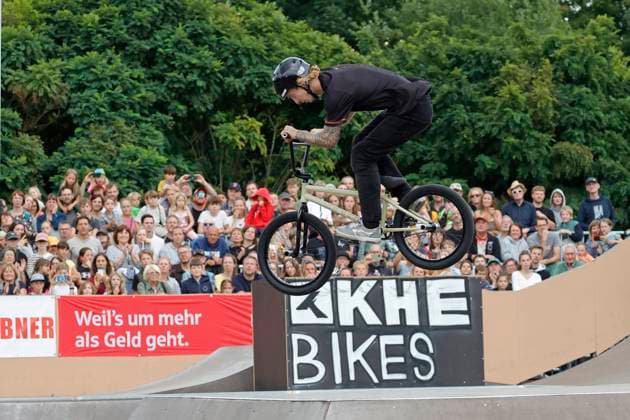 03 08 2025 BMX German Freestyle Championship 2025 in Park and Flatland at Bikepark Darmstadt here Final Freestyle Park Male Elite with Dean FLORIAN Woodstyle e V Darmstadt Hessen Germany