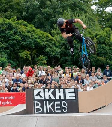 03 08 2025 BMX German Freestyle Championship 2025 in Park and Flatland at Bikepark Darmstadt here Final Freestyle Park Male Elite with Philipp MUTH VC Darmstadt Winner Winner German Champion Darmstadt Hessen Germany