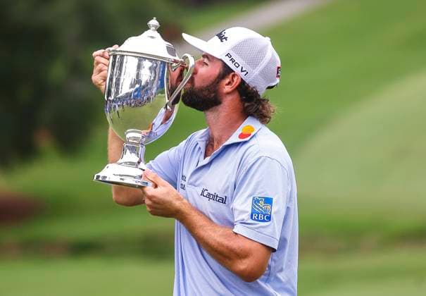 August 3, 2025: Cameron Young won the Wyndham Championship with a score of 22 under. Fourth round, 2025 Wyndham Championship, Sedgefield Country Club in Greensboro, North Carolina. CSM Greensboro United States of America - ZUMAc04_ 20250803_zma_c04_074 Copyright: xDavidxBeachx