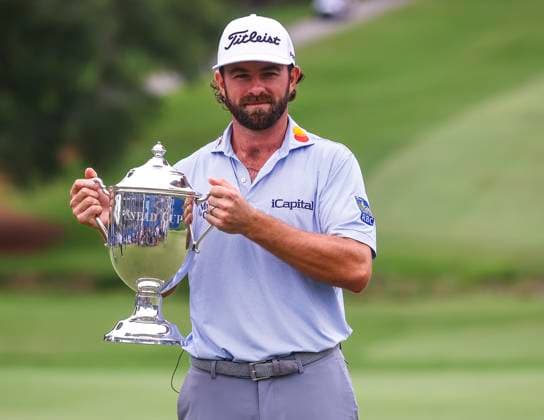 August 3, 2025: Cameron Young won the Wyndham Championship with a score of 22 under. Fourth round, 2025 Wyndham Championship, Sedgefield Country Club in Greensboro, North Carolina. CSM Greensboro United States of America - ZUMAc04_ 20250803_zma_c04_076 Copyright: xDavidxBeachx