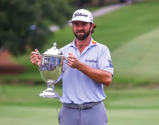 August 3, 2025: Cameron Young won the Wyndham Championship with a score of 22 under. Fourth round, 2025 Wyndham Championship, Sedgefield Country Club in Greensboro, North Carolina. CSM Greensboro United States of America - ZUMAc04_ 20250803_zma_c04_079 Copyright: xDavidxBeachx