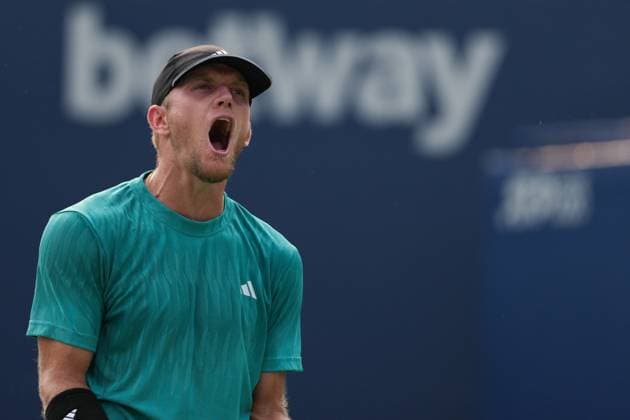 August 3, 2025, Toronto, Ontario, Canada: Alejandro Davidovich Fokina of Spain screams in frustration against Andrey Rublev of Russia during the Men s Singles round of 16 match on day 9 of the ATP, Tennis Herren Masters 1000 National Bank Open at Sobeys Stadium. on August 3, 2025 in Toronto, Canada. Toronto Canada - ZUMAe321 20250803_zsa_e321_137 Copyright: xLeonardoxRamirezx