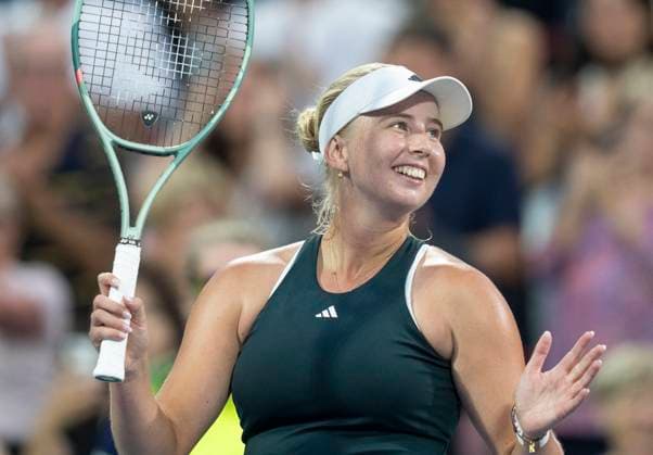 August 3, 2025, Montreal, Pq, Canada: Clara Tauson of Denmark reacts following her win over Iga Swiatek of Poland during round of 16 tennis action at the National Bank Open in Montreal, Sunday, Aug. 3, 2025. Canada News - August 3, 2025  - ZUMAc35_ 20250803_zaf_c35_179 Copyright: xChristinnexMuschix