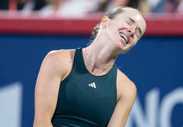 August 3, 2025, Montreal, Pq, Canada: Elina Svitolina of Ukraine reacts during her game against Amanda Anisimova of the United States during round of 16 tennis action at the National Bank Open in Montreal, Sunday, Aug. 3, 2025. Canada News - August 3, 2025  - ZUMAc35_ 20250803_zaf_c35_198 Copyright: xChristinnexMuschix