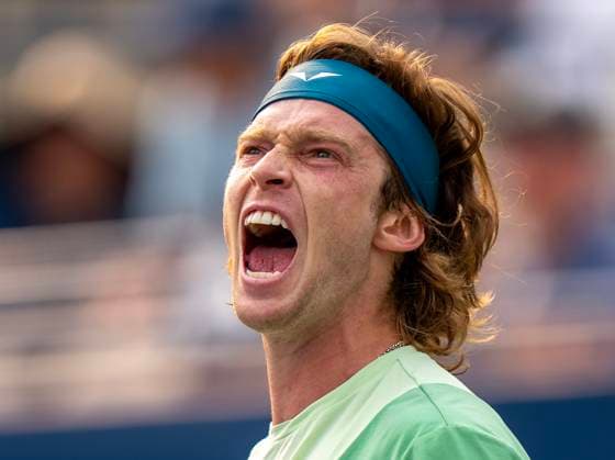 August 3, 2025, Toronto, On, Canada: Russia s Andrey Rublev celebrates after winning the second set against Spain s Alejandro Davidovich Foikina at the National Bank Open in Toronto on Sunday, Aug. 3, 2025. Canada News - August 3, 2025  - ZUMAc35_ 20250803_zaf_c35_200 Copyright: xFrankxGunnx