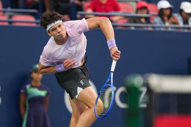 August 3, 2025, Toronto, Ontario, Canada: Ben Shelton of the United States in action against Flavio Cobolli of Italy during the Men s Singles round of 16 match on day 9 of the ATP, Tennis Herren Masters 1000 National Bank Open at Sobeys Stadium. on August 3, 2025 in Toronto, Canada. Toronto Canada - ZUMAe321 20250803_zsa_e321_161 Copyright: xLeonardoxRamirezx