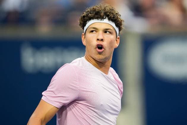National Bank Open 2025 - Day 9 TORONTO, CANADA - AUGUST 3 : Ben Shelton of the United States reacts while playing against Flavio Cobolli of Italy on day nine of the 2025 National Bank Open at Sobeys Stadium in Toronto, Ontario, Canada on August 3, 2025. Mert Alper Dervis Anadolu Ontario Canada. Editorial use only. Please get in touch for any other usage.  Copyright: x2025xAnadoluxMertxAlperxDervisx