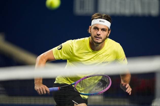 National Bank Open 2025 - Day 9 TORONTO, CANADA - AUGUST 3 : Taylor Fritz of the United States in action against Jiri Lehecka of Czech Republic on day nine of the 2025 National Bank Open at Sobeys Stadium in Toronto, Ontario, Canada on August 3, 2025. Mert Alper Dervis Anadolu Ontario Canada. Editorial use only. Please get in touch for any other usage.  Copyright: x2025xAnadoluxMertxAlperxDervisx