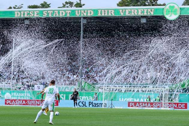 The fans of SpVgg Greuther Fuerth show a choreography with paper at the beginning of the second half, 2 Bundesliga, SpVgg Greuther Fürth v Dynamo Dresden, Sportpark Ronhof Thomas Sommer, August 3, 2025 in Fürth, Germany Photo by Marco Steinbrenner DeFodi Images The fans of SpVgg Greuther Fuerth show a choreography with paper at the beginning of the second half, 2 Bundesliga, SpVgg Greuther Fürth v Dynamo Dresden, Sportpark Ronhof Thomas Sommer, August 3, 2025 in Fürth, Germany Photo by Marco Steinbrenner DeFodi Images DFB DFL REGULATIONS PROHIBIT ANY USE OF PHOTOGRAPHS AS IMAGE SEQUENCES AND OR QUASI VIDEO