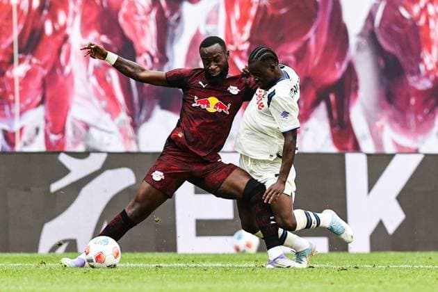 Lutsharel Geertruida RB Leipzig,2 vs Kamaldeen Sulemana Atalanta Bergamo,7 1 Soccer Bundesliga Season 2025 2026 Test match RasenBallsport Leipzig vs Atalanta Bergamo at the Red Bull Arena in Leipzig Action,Soccer,Man,Men,Germany,02 08 2025