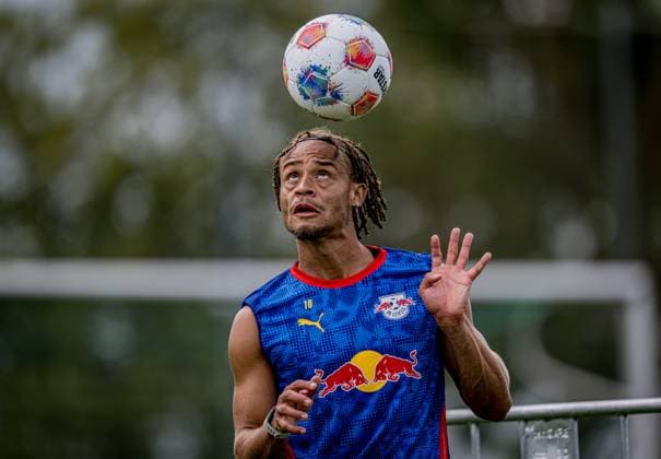 Leipzigs Xavi Simons at the RB Leipzig training camp in Donaueschingen Aasen on July 27, 2025 SV Aasen sports ground, Donaueschingen RB Leipzig training camp