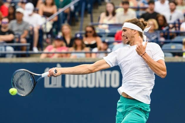 August 4, 2025, Toronto, Ontario, Canada: ALEXANDER ZVEREV of Germany returns a shot against ALEXEI POPYRIN of Australia during the National Bank Open Presented by Rogers at Sobeys Stadium. Toronto Canada - ZUMAr228 20250804_znp_r228_013 Copyright: xVasiliyxRyabykhx