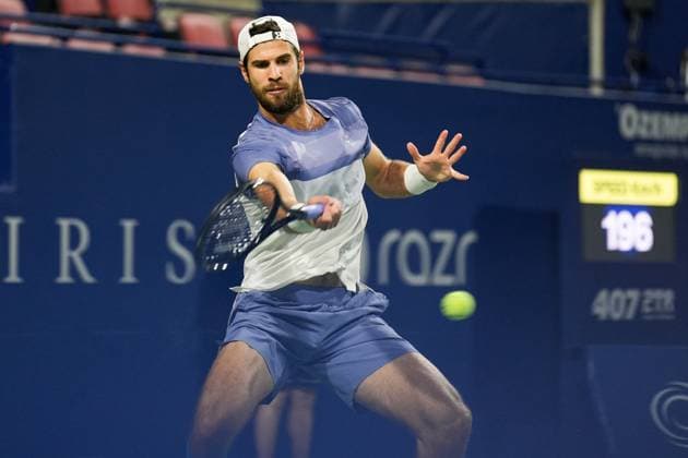 National Bank Open 2025 - Day 10 TORONTO, CANADA - AUGUST 4 : Karen Khachanov in action against Alex Michelson of the United States during the men’s singles quarterfinals on day ten of the 2025 National Bank Open at Sobeys Stadium in Toronto, Ontario, Canada on August 4, 2025. Mert Alper Dervis Anadolu Ontario Canada. Editorial use only. Please get in touch for any other usage.  Copyright: x2025xAnadoluxMertxAlperxDervisx