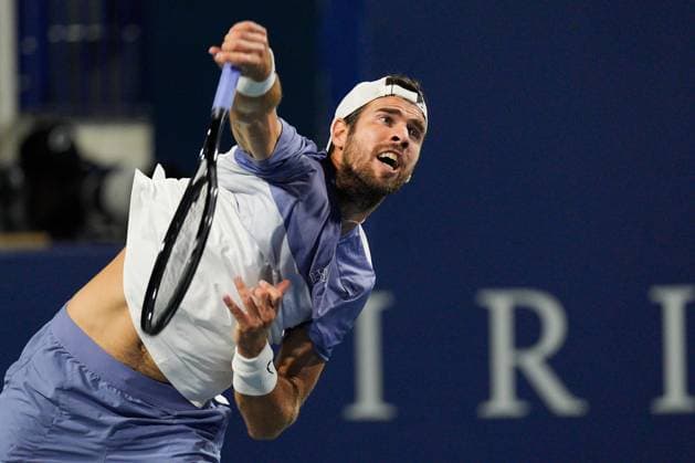 National Bank Open 2025 - Day 10 TORONTO, CANADA - AUGUST 4 : Karen Khachanov in action against Alex Michelson of the United States during the men’s singles quarterfinals on day ten of the 2025 National Bank Open at Sobeys Stadium in Toronto, Ontario, Canada on August 4, 2025. Mert Alper Dervis Anadolu Ontario Canada. Editorial use only. Please get in touch for any other usage.  Copyright: x2025xAnadoluxMertxAlperxDervisx