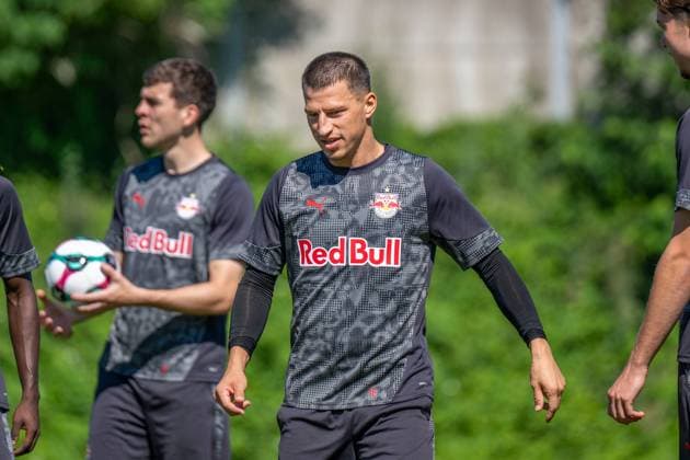 SOCCER - UEFA CL, RBS vs Brugge SALZBURG,AUSTRIA,05.AUG.25 - SOCCER - UEFA Champions League, qualification, Red Bull Salzburg vs Club Brugge, preview, training RBS. Image shows Stefan Lainer (RBS).  GEPAxpictures xWolfgangxKofler