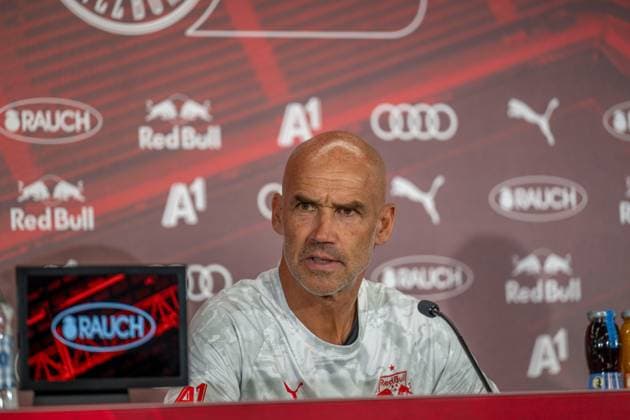 SOCCER - UEFA CL, RBS vs Brugge SALZBURG,AUSTRIA,05.AUG.25 - SOCCER - UEFA Champions League, qualification, Red Bull Salzburg vs Club Brugge, preview, press conference, PK, Pressekonferenz RBS. Image shows head coach Thomas Letsch (RBS).  GEPAxpictures xWolfgangxKofler