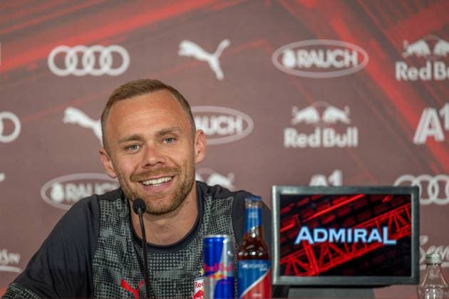 SOCCER - UEFA CL, RBS vs Brugge SALZBURG,AUSTRIA,05.AUG.25 - SOCCER - UEFA Champions League, qualification, Red Bull Salzburg vs Club Brugge, preview, press conference, PK, Pressekonferenz RBS. Image shows Alexander Schlager (RBS).  GEPAxpictures xWolfgangxKofler