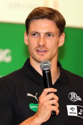 HANDBALL - HBL, Kiel, training camp GRAZ,AUSTRIA,05.AUG.25 - HANDBALL - HBL Handball-Bundesliga, THW Kiel, press conference, PK, Pressekonferenz Image shows Rune Dahmke (Kiel).  GEPAxpictures xMarioxBuehner-Weinrauch