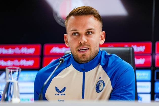 Champions League 2024-2025: press conference, PK, Pressekonferenz of Feyenoord Rotterdam - Goalkeeper Timon Wellenreuther of Feyenoord during the press conference of Feyenoord in preparation of the Champions League qualification duel against Fenerbahce SK at Stadion Feijenoord De Kuip on 5 August 2025 in Rotterdam, The Netherlands. Copyright: xYannickxVerhoevenx