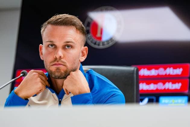 Champions League 2024-2025: press conference, PK, Pressekonferenz of Feyenoord Rotterdam - Goalkeeper Timon Wellenreuther of Feyenoord during the press conference of Feyenoord in preparation of the Champions League qualification duel against Fenerbahce SK at Stadion Feijenoord De Kuip on 5 August 2025 in Rotterdam, The Netherlands. Copyright: xYannickxVerhoevenx