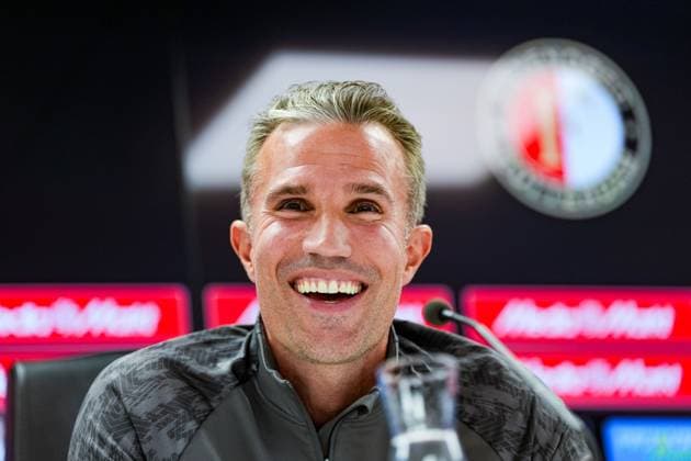 Champions League 2024-2025: press conference, PK, Pressekonferenz of Feyenoord Rotterdam - Feyenoord coach Robin van Persie during the press conference of Feyenoord in preparation of the Champions League qualification duel against Fenerbahce SK at Stadion Feijenoord De Kuip on 5 August 2025 in Rotterdam, The Netherlands. Copyright: xYannickxVerhoevenx