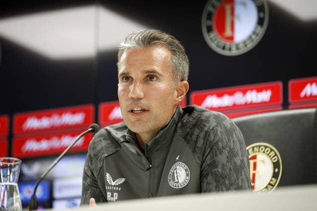ROTTERDAM - Coach Robin van Persie during a press conference, PK, Pressekonferenz at Feyenoord Stadium de Kuip prior to the third qualifying round Champions League match between Feyenoord and FenerbahoÂße, on Aug. 5, 2025 in Rotterdam, Netherlands. ANP BART STOUTJESDIJK xVIxANPxSportx xxANPxIVx 532860326 originalFilename: 532860326.jpg