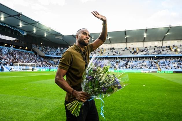 250805 Isaac Kiese Thelin ahead of the UEFA Champions League qualifier football match between Malmö FF and FC Copenhagen on August 5, 2025 in Malmö Photo Carl Sandin BILDBYRAN code CS CS0745 fotboll football soccer fotball uefa champions league champions league malmö ff fc copenhagen bbeng  Copyright: CARLxSANDIN BB250805CS027