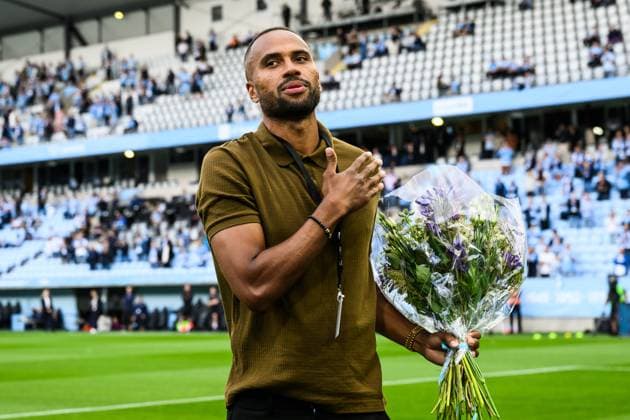 250805 Isaac Kiese Thelin ahead of the UEFA Champions League qualifier football match between Malmö FF and FC Copenhagen on August 5, 2025 in Malmö Photo Carl Sandin BILDBYRAN code CS CS0745 fotboll football soccer fotball uefa champions league champions league malmö ff fc copenhagen bbeng  Copyright: CARLxSANDIN BB250805CS022