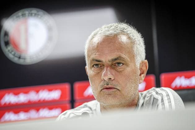 ROTTERDAM - Coach Joso Mourinho of FenerbahoÂße during a press conference, PK, Pressekonferenz at Feyenoord Stadium de Kuip, ahead of the third qualifying round Champions League match between Feyenoord and FenerbahoÂße, on Aug. 5, 2025 in Rotterdam, Netherlands. ANP BART STOUTJESDIJK xVIxANPxSportx xxANPxIVx 532865050 originalFilename: 532865050.jpg