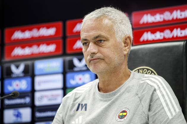 ROTTERDAM - Coach Joso Mourinho of FenerbahoÂße during a press conference, PK, Pressekonferenz at Feyenoord Stadium de Kuip, ahead of the third qualifying round Champions League match between Feyenoord and FenerbahoÂße, on Aug. 5, 2025 in Rotterdam, Netherlands. ANP BART STOUTJESDIJK xVIxANPxSportx xxANPxIVx 532865059 originalFilename: 532865059.jpg