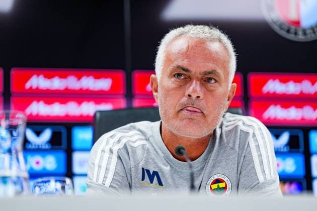 Champions League 2025-2026: press conference, PK, Pressekonferenz of Fenerbahce SK Rotterdam - Fenerbahce coach Jose Mourinho during the press conference of Fenerbahce SK in preparation of the Champions League qualification duel against Feyenoord at Stadion Feijenoord De Kuip on 5 August 2025 in Rotterdam, The Netherlands. Copyright: xYannickxVerhoevenx