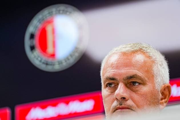 Champions League 2025-2026: press conference, PK, Pressekonferenz of Fenerbahce SK Rotterdam - Fenerbahce coach Jose Mourinho during the press conference of Fenerbahce SK in preparation of the Champions League qualification duel against Feyenoord at Stadion Feijenoord De Kuip on 5 August 2025 in Rotterdam, The Netherlands. Copyright: xYannickxVerhoevenx