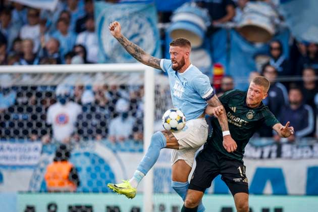 MALMÖ, SWEDEN 20250805 Malmös Pontus Jansson and Copenhagens Andreas Cornelius during Tuesdays Champions League qualifier between Malmö FF and FC Copenhagen at Eleda Stadion MALMÖ SWEDEN x10600x  Copyright: xAndreasxHillergren TTx CHAMPIONS LEAGUE KVAL MALMÖ-KÖPENHAMN