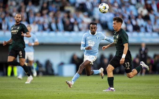 MALMÖ, SWEDEN 20250805 FC Copenhagens Rodrigo Huescas, right, and Malmö FFs Taha Ali during Tuesdays Champions League qualifier between Malmö FF and FC Copenhagen at Eleda Stadium MALMÖ SWEDEN x10600x  Copyright: xAndreasxHillergren TTx CHAMPIONS LEAGUE KVAL MALMÖ-KÖPENHAMN