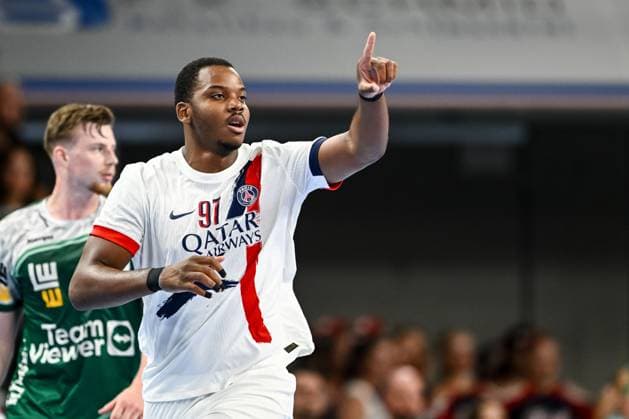 Gautier Loredon Paris Saint Germain gestures during the Handball Friendly match between Frisch Auf Göppingen and Paris Saint Germain at ratiopharm Arena on August 5, 2025 in Neu Ulm, Germany Photo by Harry Langer DeFodi Images