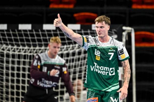 Victor Kloeve FRISCH AUF Goeppingen gestures during the Handball Friendly match between Frisch Auf Göppingen and Paris Saint Germain at ratiopharm Arena on August 5, 2025 in Neu Ulm, Germany Photo by Harry Langer DeFodi Images