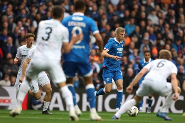 Oliver Antman of Rangers during the Champions League third qualifying round first leg match at Ibrox Stadium, Glasgow. Rangers v Viktoria Plzen - UEFA Champions League - Third Qualifying Round First Leg - Ibrox Stadium, Glasgow, Lanarkshire, Scotland, UK - 05 Aug 2025Glasgow Ibrox Lanarkshire United Kingdom  Copyright: xO Rourke RangersxFC Shutterstockx 15428761t