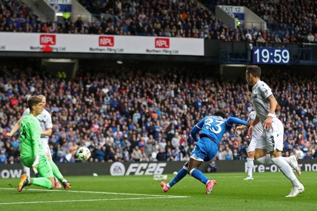 Djeidi Gassama of Rangers scores during the Champions League third qualifying round first leg match at Ibrox Stadium, Glasgow. Rangers v Viktoria Plzen - UEFA Champions League - Third Qualifying Round First Leg - Ibrox Stadium, Glasgow, Lanarkshire, Scotland, UK - 05 Aug 2025Glasgow Ibrox Lanarkshire United Kingdom  Copyright: xO Rourke RangersxFC Shutterstockx 15428761af