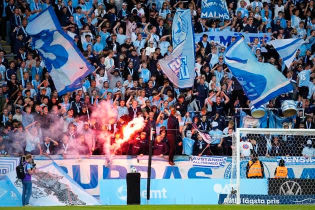 Champions League Malmö FF FC Copenhagen Malmo s fans during the Champions League match in the third qualifying round between Malmö FF and FC Koebenhavn at Eleda Stadium in Malmö, Tuesday, August 5, 2025 Photo Mads Claus Rasmussen Scanpix 2025 , Malmö Denmark  Copyright: MadsxClausxRasmussenx spdk20250805-200555-L