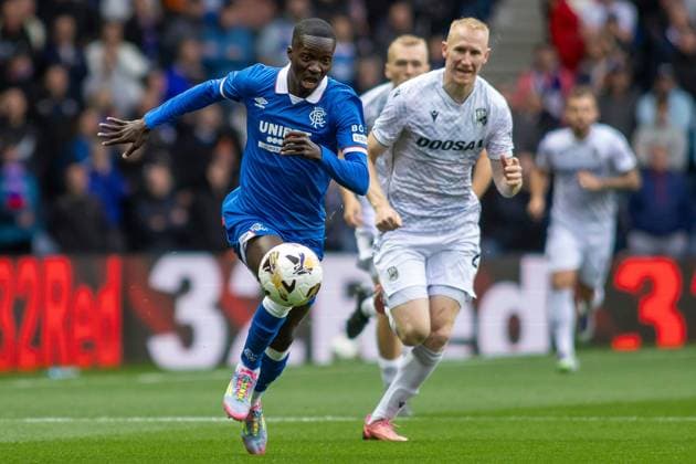 Rangers v Viktoria Plzen Champions League 05 08 2025. Qualifier Mohamed Diomande of Rangers FC during the Champions League 3rd qualifying round, 1st leg, Rangers Vs Viktoria Plzen Ibrox Stadium, Glasgow. Scotland, 05 08 2025. Govan Ibrox Stadium Glasgow Scotland Editorial use only , Copyright: xColinxPoultneyx PSI-22497-0012