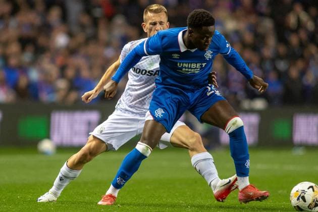 Rangers v Viktoria Plzen Champions League 05 08 2025. Qualifier Djeidi Gassama of Rangers FC during the Champions League 3rd qualifying round, 1st leg, Rangers Vs Viktoria Plzen Ibrox Stadium, Glasgow. Scotland, 05 08 2025. Govan Ibrox Stadium Glasgow Scotland Editorial use only , Copyright: xColinxPoultneyx PSI-22497-0039